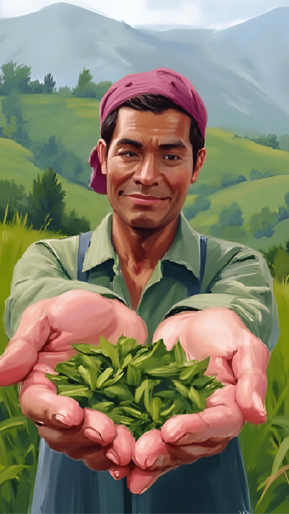 Hands holding a paper cup of dry black tea leaves